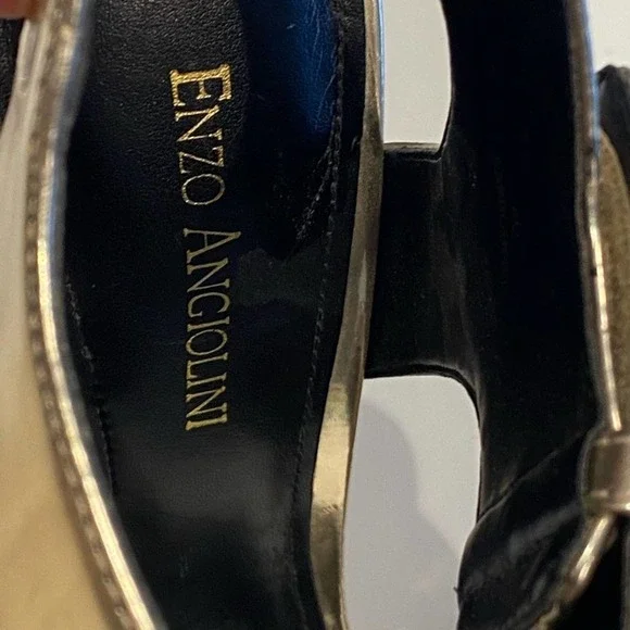 Enzo Angiolini Brodee Sandal Heel Gold Open Toe Size 8 - Picture 8 of 13